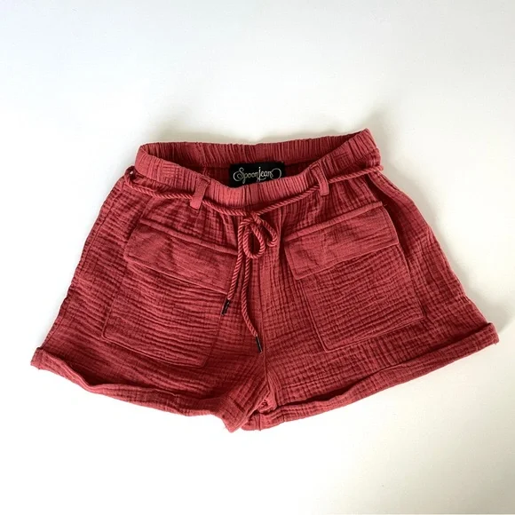 Spoon Jeans Front Pocket Rust Color Shorts Size S - Picture 2 of 5